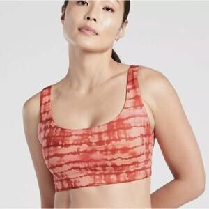 NWT‎ Athleta Exhale Sports Bra S Tahiti Island Coral Strappy Tie Dye Wireless 3X